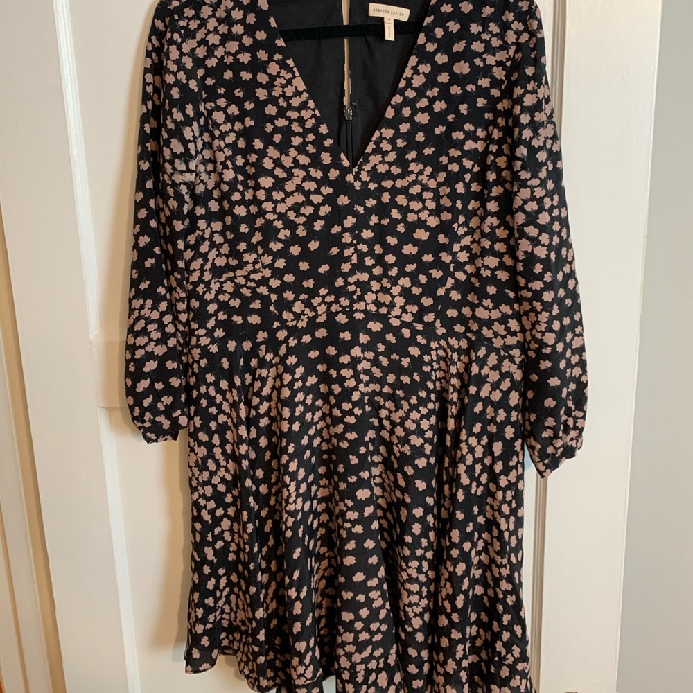 Rebecca Taylor Black and Pink LS dress